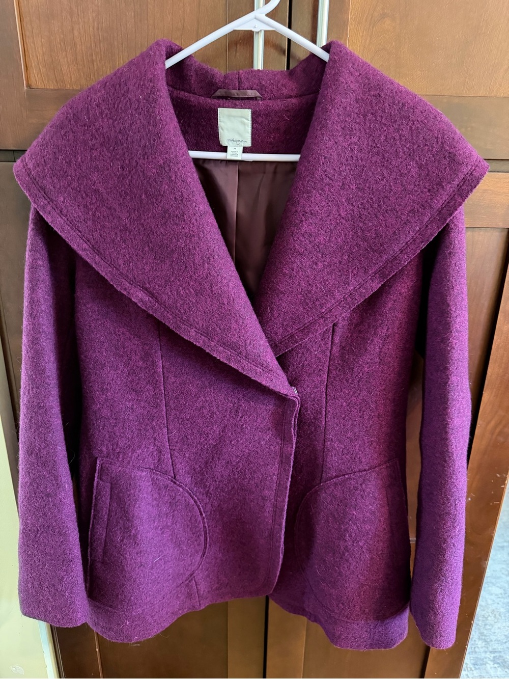 Halogen Plum Wool-Blend Peacoat